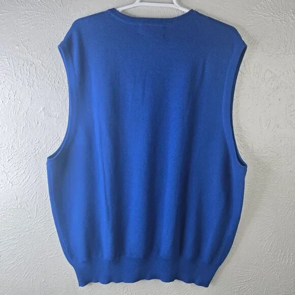 Polo Golf Ralph Lauren V-Neck Sweater Vest XL Blue Cotton Knit Logo Pony Preppy - Picture 2 of 10